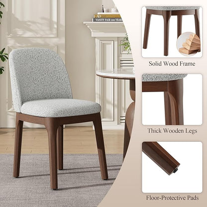 MALOL Wooden Dining Chairs Set of 4, Upholstered Kitchen & Dining Room Chairs with Thickened Wooden Legs, Farmhouse Side Chairs, Light Grey