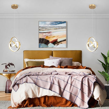 Modern LED Pendant Light Fixtures 5500K Pendant Lights Kitchen Island Lighting Adjustable Height Gold Hanging Lamp for Dining Room Bedroom Living Room,3 Packs