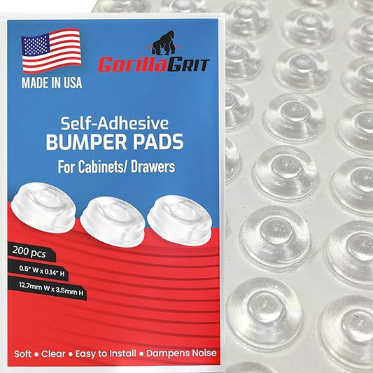 Pack of 200 Sound Dampening Cabinet Door Bumpers - Clear Soft Close Self Adhesive Rubber Pads - Transparent Rubber Feet for Drawers, Cupboards