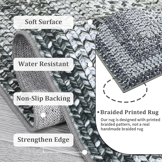 Washable Area Rug 6x9 Rug for Living Room Modern Area Rug for Bedroom Decor Grey Rug Geometric Area Rugs Bordered Non Slip Throw Rugs Stain Resistant Carpet for Nursery Dining Room 6'x9' Grey