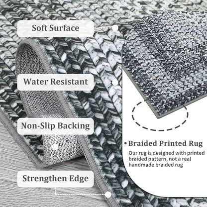 Washable Area Rug 6x9 Rug for Living Room Modern Area Rug for Bedroom Decor Grey Rug Geometric Area Rugs Bordered Non Slip Throw Rugs Stain Resistant Carpet for Nursery Dining Room 6'x9' Grey