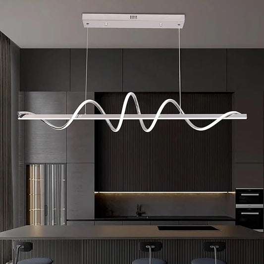 Modern LED Pendant Light for Kitchen Island Lighting,Dimmable Modern Chandelier Color Changing Dining Room Chandelier Light Fixture Creative Twisted into Beautiful Shape in Electroplated Chrome