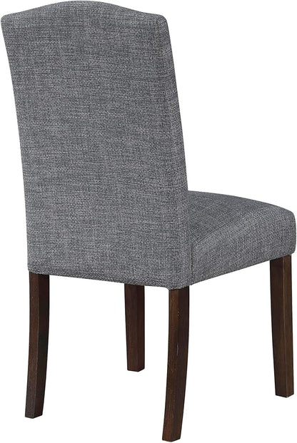 Lexicon Upholstered Dining Chairs Set of 2 - Soft Durable Fabric Armless Arched Back Kitchen Modern Dining Room Chairs for 2, Nailhead Trim Side, Brown Sturdy Wooden Frame, Easy Assembly, Gray