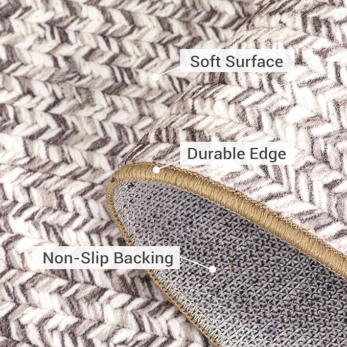 Printed Washable Rugs 4x6 Rug for Living Room Modern Geometric Rugs for Bedroom Farmhouse Non Slip Entryway Rug Soft Stain Resistant Carpet for Nursery Entrance Dining Room 4'x6' Beige/Grey