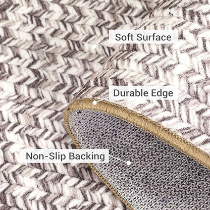 Printed Washable Rugs 4x6 Rug for Living Room Modern Geometric Rugs for Bedroom Farmhouse Non Slip Entryway Rug Soft Stain Resistant Carpet for Nursery Entrance Dining Room 4'x6' Beige/Grey