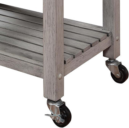 Convenience Concepts Ellaine 4 Tier Kitchen Cart with Drawer and Wine Rack, 24.75 x 16.5 x 34.5, Wirebrush Light/Butcher Block