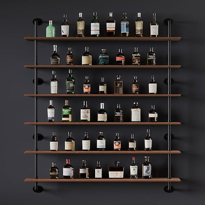 HDDFER 48 InchPipe Bookshelf Floating Shelves for Wall Shelves Bookshelf Industrial Pipe Shelving Shelves Real Wood Planks Rustic Hanging Shelves Farmhouse Kitchen Bar Shelving
