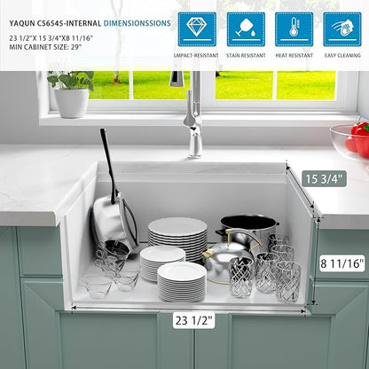 White Undermount Kitchen Sink 25 Inch - Drop In Granite Quartz Composite Workstation Sink - Deep Single Bowl,Dual Mount,with Accessories(White, 25.59" X 17.72")