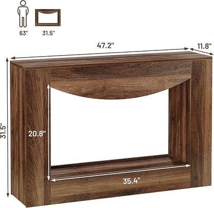 knoworld Farmhouse Console Table, 47 Inches Entryway Console Table with LED Light, Sofa Table Behind Couch, Wooden Accent Entryway Table for Living Room, Hallway