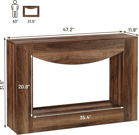 knoworld Farmhouse Console Table, 47 Inches Entryway Console Table with LED Light, Sofa Table Behind Couch, Wooden Accent Entryway Table for Living Room, Hallway