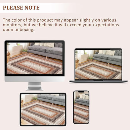 Imitation Braided Collection-Print Washable Runner Rug 2x8 Non Slip Bathroom Rug Bordered Soft Farmhouse Throw Rugs Kitchen Runner Stain Resistant Carpet for Hallway Entryway Rugs