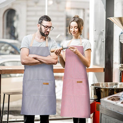 BeLuyi 2 Pack Adjustable Bib Apron with 2 Pockets Chef Cooking Kitchen Restaurant Aprons for Women Men