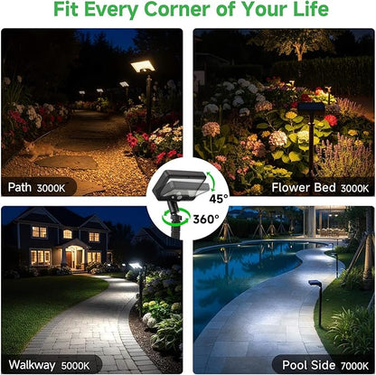 Solar Motion Sensor Lights Outdoor Pathway, Warm & Daylight 3000k/5000k/7000k Path Light IP65 Waterproof, 3 Modes Black Walkway Lighting with Remote Control for Driveway Garden (8 Pack)