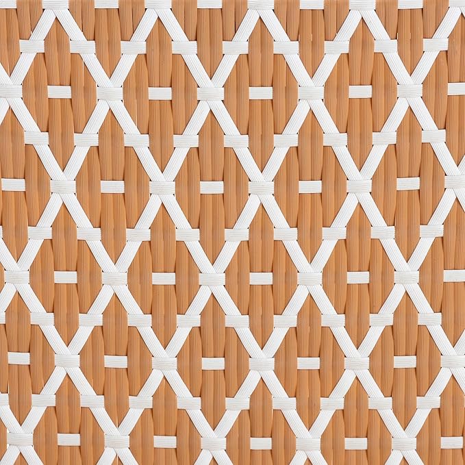 Bali & pari Mattie Rattan Bistro Counter Stool - Handwoven Accent Seating with Backrest for Kitchen Island or Indoor/Outdoor Lounge, Honey Natural & White