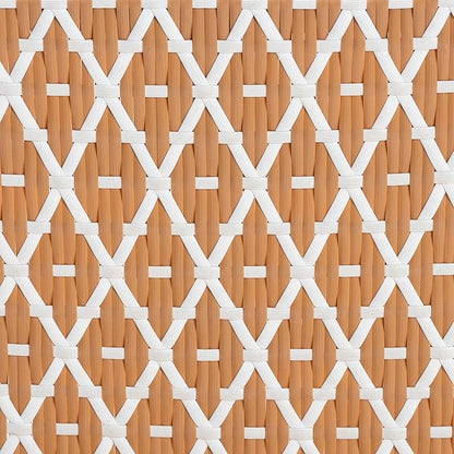 Bali & pari Mattie Rattan Bistro Counter Stool - Handwoven Accent Seating with Backrest for Kitchen Island or Indoor/Outdoor Lounge, Honey Natural & White