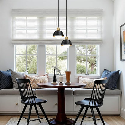Industrial Kitchen Pendant Light Fixtures: 3 Pack 6 Inch Metal Modern Chandelier - Adjustable Farmhouse Black & Gold Pendant Lighting for Kitchen Island Hallway