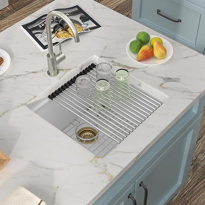18 Undermount Bar Sink Workstation - Fulorni 18"x18" Undermount Wet Bar Sink White Granite Composite Quartz Classic Single Bowl Under Counter Small Kitchen Bar Prep RV Sink Basin