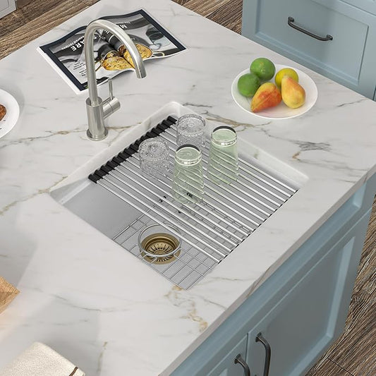 18 Undermount Bar Sink Workstation - Fulorni 18"x18" Undermount Wet Bar Sink White Granite Composite Quartz Classic Single Bowl Under Counter Small Kitchen Bar Prep RV Sink Basin