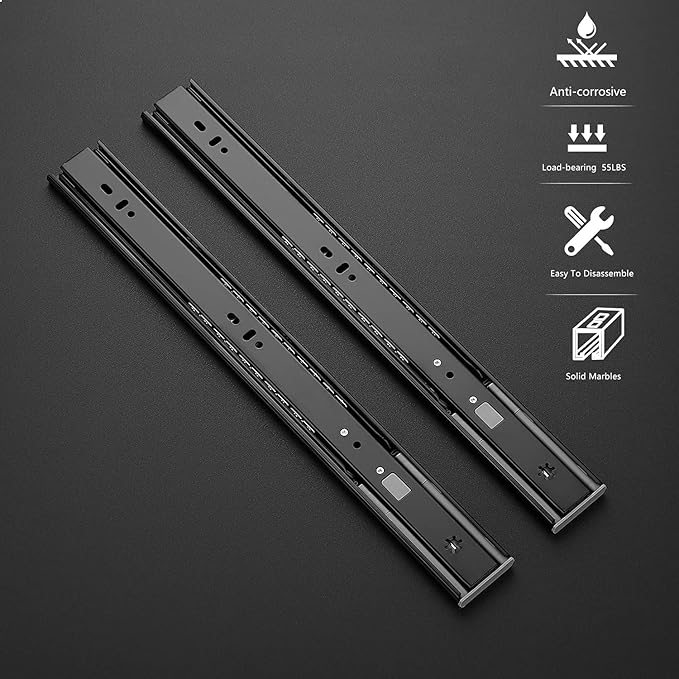 Ravinte 16 Inch Soft Close Drawer Slides 10 Pairs 20 Pack Black Full Extension Ball Bearing Drawer Glide Side Mount