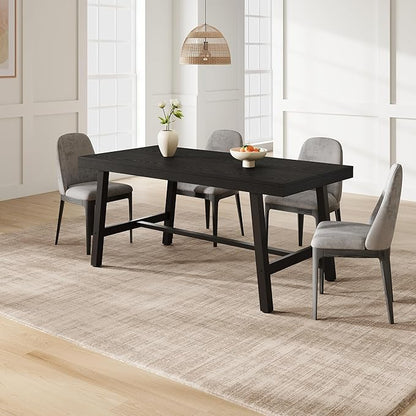GarveeHome 63 Inch Compact Rectangular Table for Dining Room & Kitchen, Industrial Dining Table for 4-6 People, Heavy Duty Metal Frame, Black