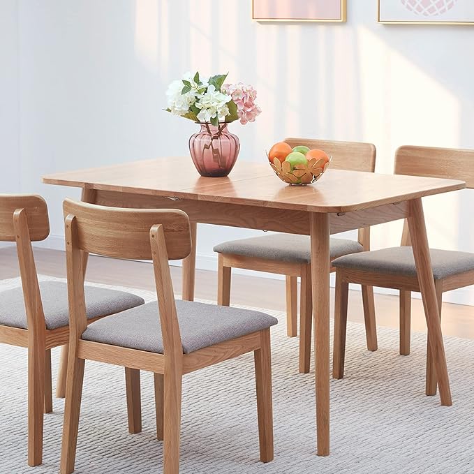 63" FAS-Grade Solid Oak Island Table, Rustic Dining Table with Mortise & Tenon, Farmhouse Dining Table with Water-Resistant for Gatherings, Light Oak