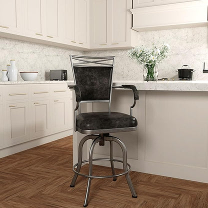 Hillsdale Bridgetown Metal Counter Height Swivel Stool, Pewter