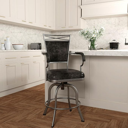 Hillsdale Bridgetown Metal Counter Height Swivel Stool, Pewter