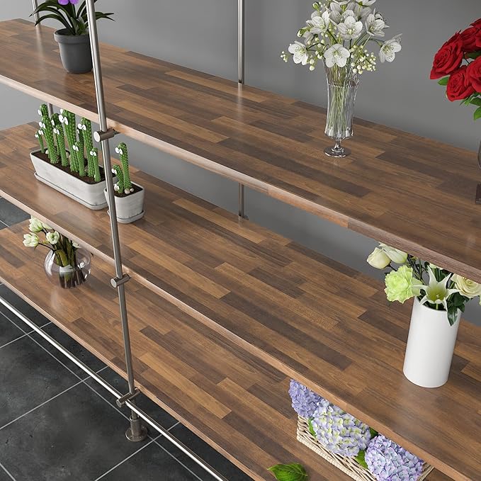 CRE8TIVE Brown Wood Contact Paper for Cabinets Butcher Block Contact Paper Shiplap Peel and Stick Wallpaper Removable Self Adhesive Wood Grain Vinyl Roll for Kitchen Countertops Bedroom Drawer 12"x80"