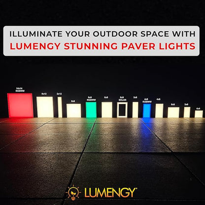 LUMENGY Paver Light 6x6 Inch (5.9x5.9), 2700K Warm White, Glare-Free Brick Lighting for Driveways, Walkways, Pool Decks and Patios, 12V Hardwired, IP67 Waterproof, Drive-Over Rated