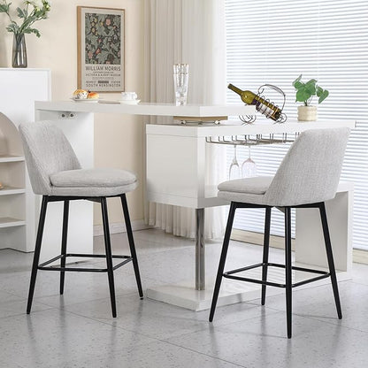 Modern Dining Chairs,Set of 2,Sturdy and Stylish,Simple Natural Design,Swivel Bar Stools with Back,Versatile Use in Kitchen Island Pub,Applicable to Front Porch,Garden,Patio,Reception Room,OffWhite-L