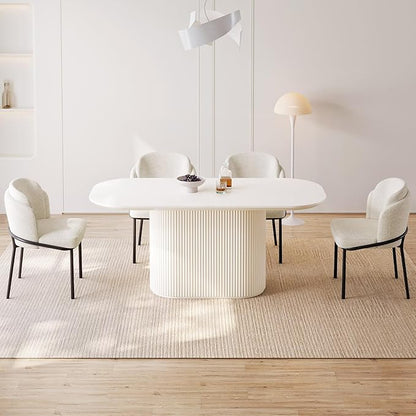 Miuuod 62.99" Extra Large Dining & Kitchen Table Set,with 4 Chairs for 6-8,Oval Dining Table Set,Dining Island Table Set for Lage Family,Cream White