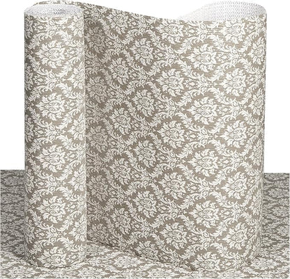 Drawer and Shelf Liner, Non-Slip Kitchen Cabinet Liners Non-Adhesive Thick Strong Grip Waterproof Washable Mats Protect Dresser Shelves Cupboard Bathroom Cabinets, Boho: Beige, 18 in X 30 FT