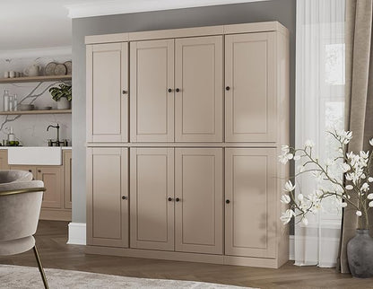 Palace Imports Solid Wood Pantry Cabinet - 71.5" Tall, 65" Wide - Wooden Storage Cabinet w/ 2-Drawer Kit & Adjustable Shelves - Beige, Renewable Eco-Friendly 100% Wood, Made in Brazil