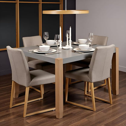 Alaterre Furniture Newport Dining Table for 4 – Rustic Industrial 48” x 30” Kitchen Table with Faux Concrete Gray Top & Solid Wood Legs