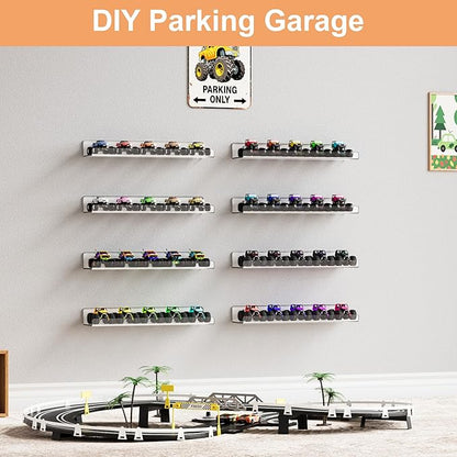 upsimples 10 Pack Acrylic Shelves Wall Organizer and Storage, 15" Display Shelf for Figure, Toy Cars, Perfume, Kids Bookshelf for Bedroom, Nursery, Craft Room, Clear