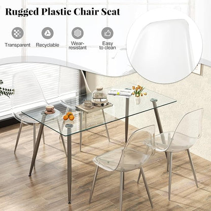 Tangkula Dining Table Set for 4, Modern Kitchen Table and Chairs, Glass Table and Chairs Set of 4 for Small Living Room, Kitchen