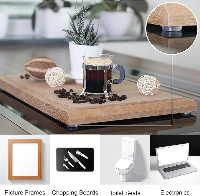 Pack of 100 Cabinet Door Bumpers - 1/2” Diameter Clear Adhesive Pads for Drawers, Glass Tops, Cutting Boards, Picture Frames, Small Furniture