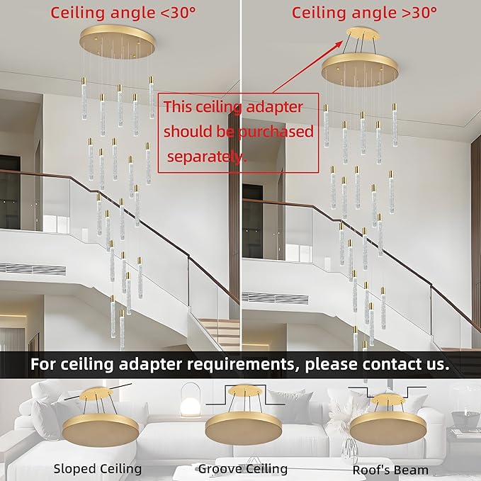 20-Lights Bubble Chandelier for Entryway High Ceiling-157 Height Adjustable Crystal Chandelier,3 Color Temperature Dimmable LED Pendant Light Fixture for Foyer Living Room Staircase,Gold