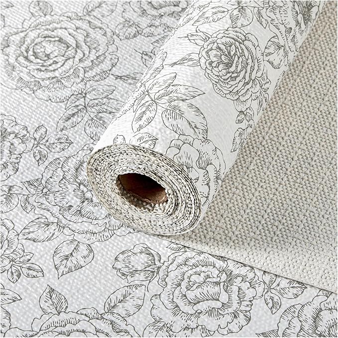 Drawer and Shelf Liner, Non-Slip Kitchen Cabinet Liners Non-Adhesive Thick Strong Grip Waterproof Washable Mats Protect Dresser Shelves Cupboard Bathroom Cabinets, Rose, 24 in X 10 FT