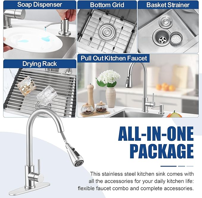 Herogo 15×15 Inch Drop In Kitchen Sink, Small Utility Deep Single Bowl Sink, Handmade for Rv Bar Laundry Room Outdoor Farmhouse