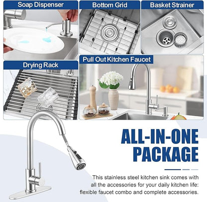 Herogo 15×15 Inch Drop In Kitchen Sink, Small Utility Deep Single Bowl Sink, Handmade for Rv Bar Laundry Room Outdoor Farmhouse