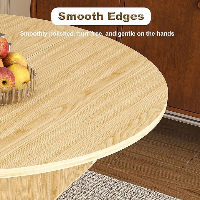 GDFStudio 43" Folding Dining Table for Small Spaces, Round Wood Kitchen Table with Ancient Oak Veneer, Space-Saving Foldable Table for Indoor & Outdoor Use, French Country & Beach Style