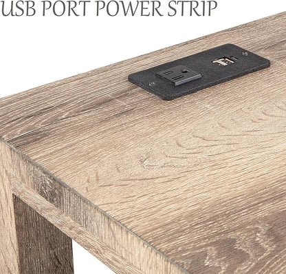 LKTART 4 Piece Kitchen Table Set, Counter Height Bar Table Set with Socket and 3 Padded Stools Industrial Breakfast Nook Table Set for Living Room, Dining Room,Small Space, Brown