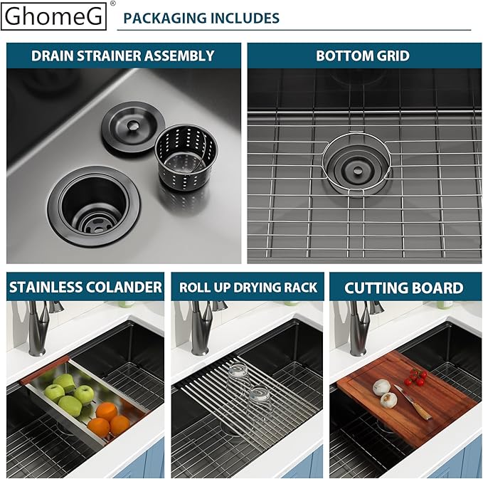 36 Undermount Black Kitchen Sink Workstation 16 Gauge Stainless Steel 9 In Deep Kitchen Sinks with Practical Accessories