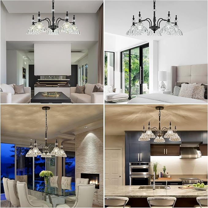 HDDFL Chandeliers Light Fixture 5 Lights Chandelier Lamp Modern Pendant Lighting Fixtures Hanging Lamps for Dining Room Kitchen Entryway Living Room Bedrooms Foyer Entrance