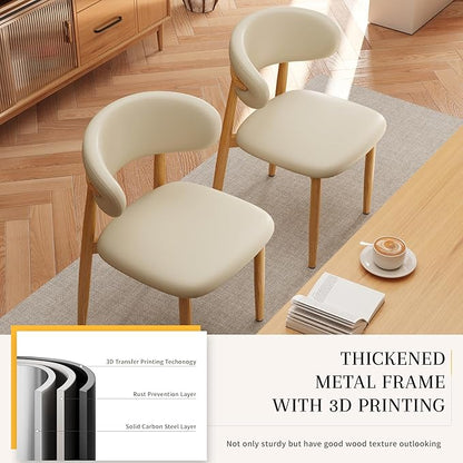 Kitchen Dining Chairs Set of 2 Modern Soft Linen Farmhouse Dining Room Chair, Beige/Original
