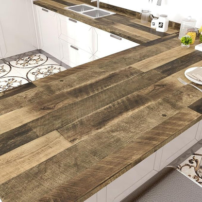 WESTICK Brown Wood Contact Paper Peel and Stick Countertops Waterproof Wood Wallpaper Removable Vintage Wooden Grain Contact Paper for Cabinets Kitchen Tables Office Desk Camper Walls 15.8" x 196"