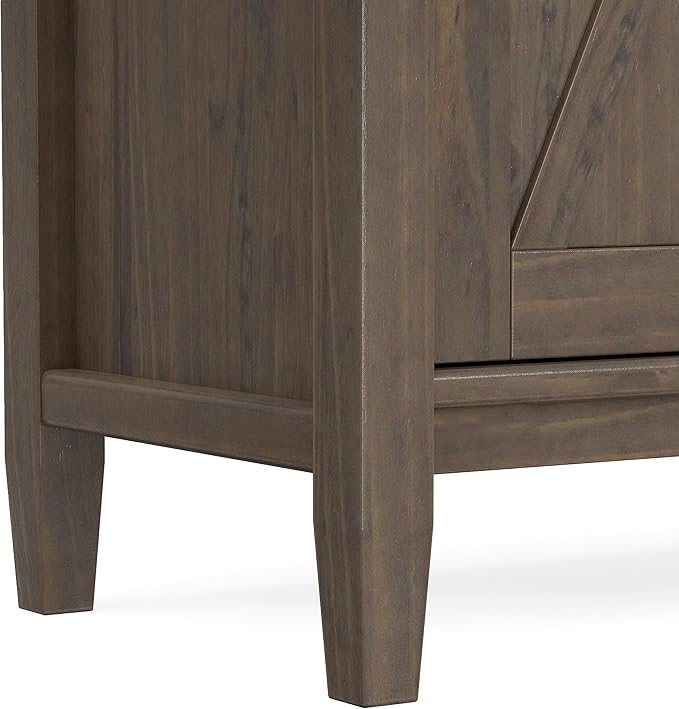 SIMPLIHOME Ela Storage Cabinet - 32 inch Wide Solid Wood 2-Shelf Low Storage Cabinet in Smoky Brown, Transitional Accent Cabinet for Entryway or Living Room with Shaker Style Doors and Shelves