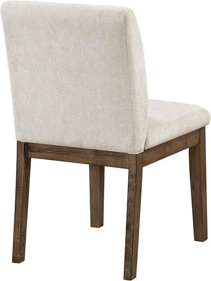 Lexicon Modern Dining Chairs Set of 2 - Textured Fabric Upholstered Kitchen Chairs, Solid Wood Legs, Small Accent Seating for Dining Room Table, Comfy Kitchen, Living Room, Easy Assembly, Brown Gray