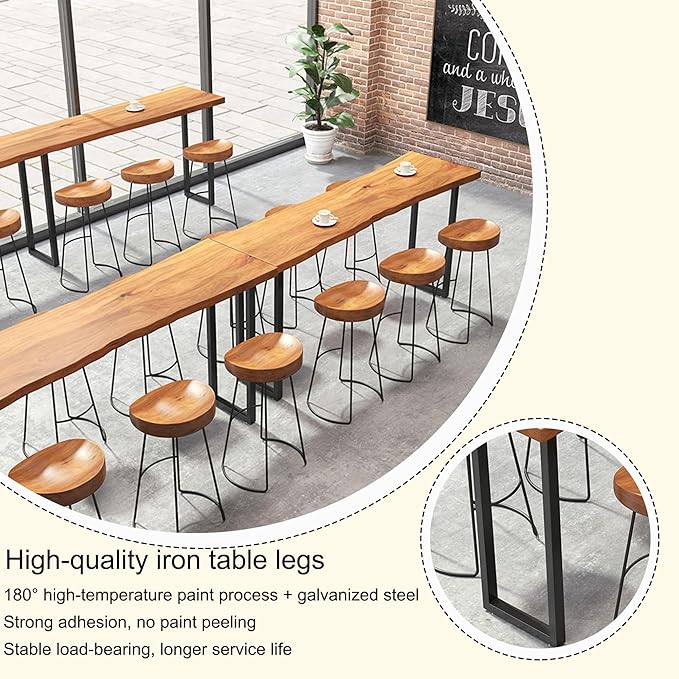 Counter Bar Height Table Kitchen Pub Coffee High Top Table Long Narrow Dining Table for Small Spaces with Sturdy Metal Frame for Small Spaces Balcony Coffee Shops-Table Only(220*40*105cm)